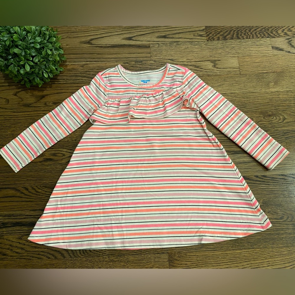 Lightning Bug Hot Pink Striped Long Sleeve Dress Sz 3T